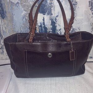 EVUC Coach  CHELSEA Dark Espresso Brown Leather Tote